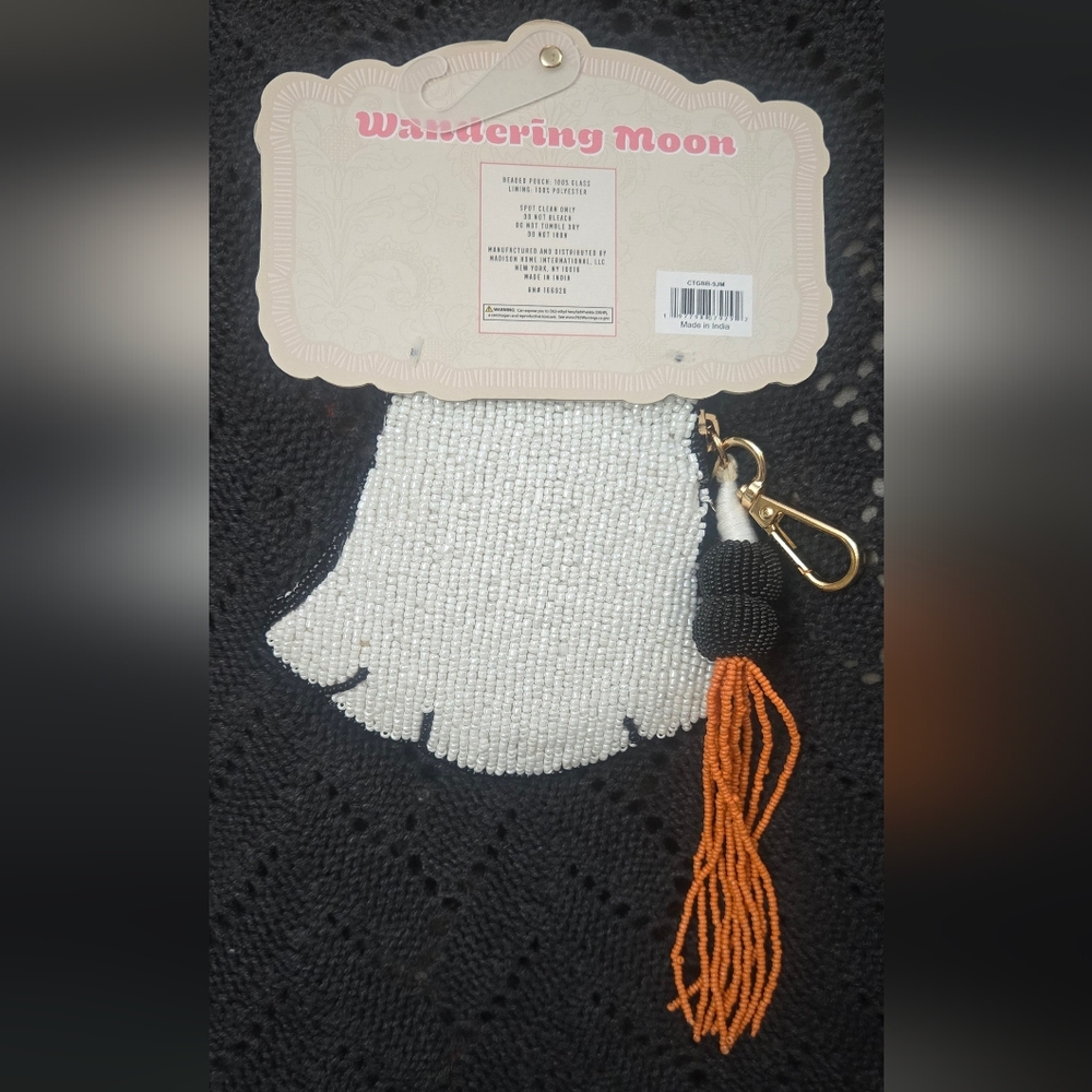 2 Wandering Moon Beaded Ghost Wallets Keychains with Tassels, New With Tags - Picture 3 of 4